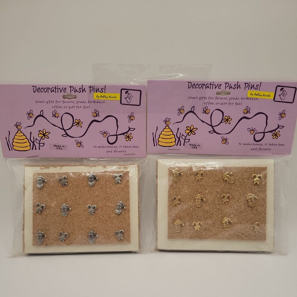 2  Pkg of Metal Christmas Push Pins  Bulletin Boards or Crafts Santa/ Candy Cane